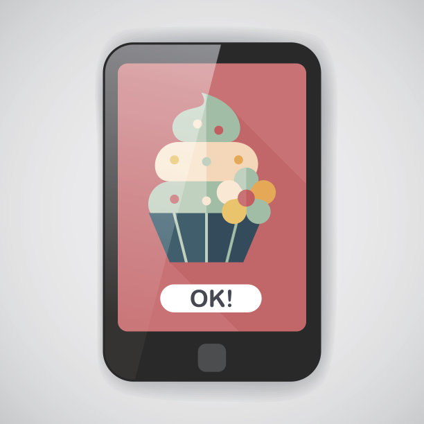 生日蛋糕与长影子的扁平图标，eps10图片下载