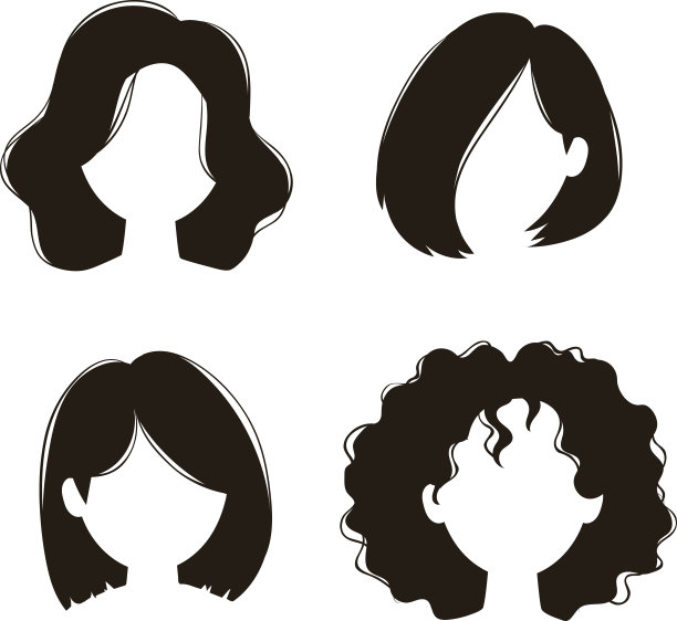 矢量女人发型剪影图片下载