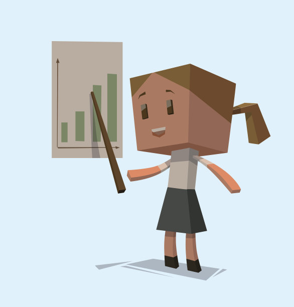 商业女人的立方体与图表图片下载