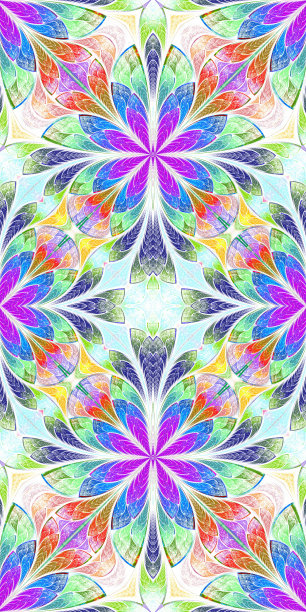 彩色无缝背景在彩色玻璃窗风格。图片下载