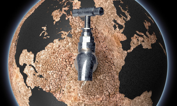 全球干旱概念，用一个水龙头把地球弄干。图片下载