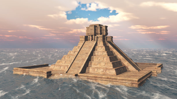 海洋中的玛雅神庙图片下载