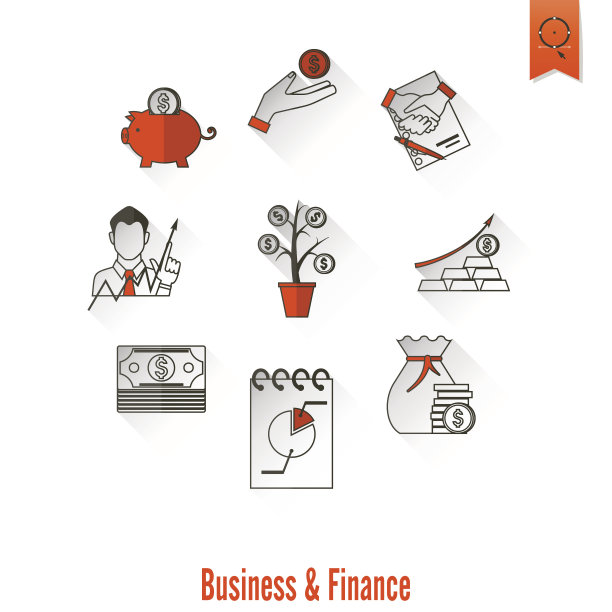 商业和金融图标集图片下载