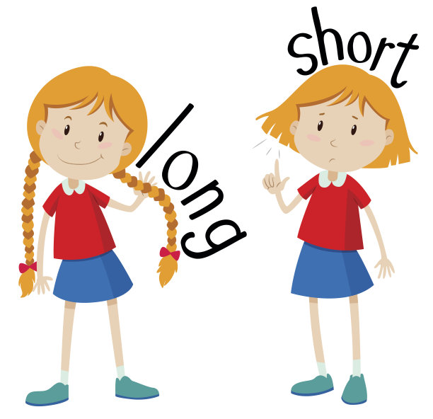 形容词的反义词long short图片下载