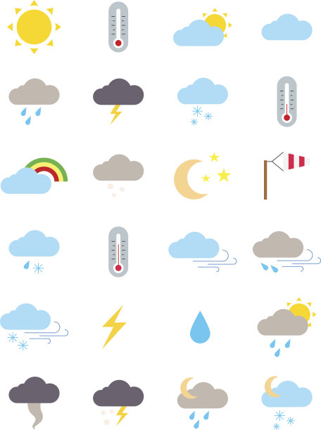 天气预报矢量图标设置图片下载