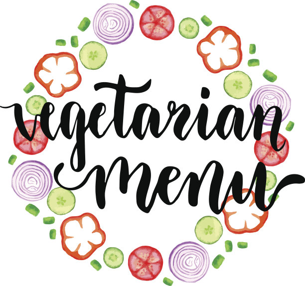素菜菜单手写体封面创意蔬菜背景。向量图片下载