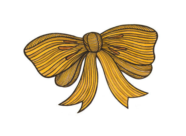 图形弓。画的彩色铅笔。黄色的。图片下载