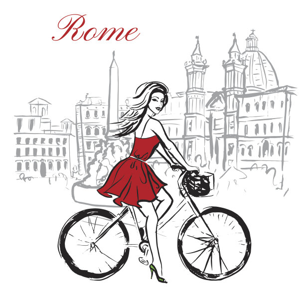 女人在自行车图片下载