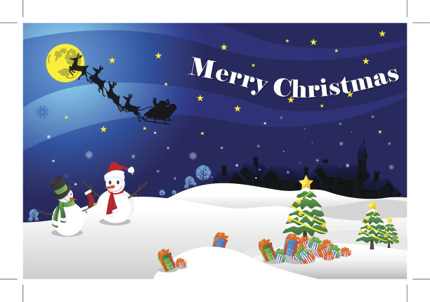 圣诞贺卡矢量插图图片下载