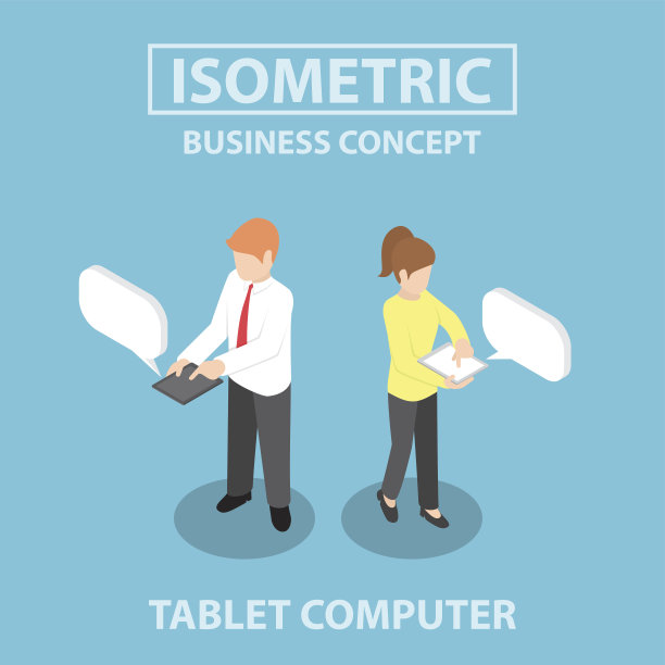 等距商务人士使用平板电脑图片下载
