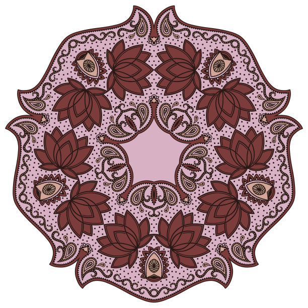 向量颜色曼荼罗。手绘风格。图片下载