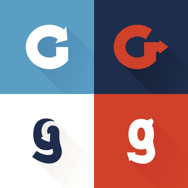 带有箭头集合的G字母图标图片下载