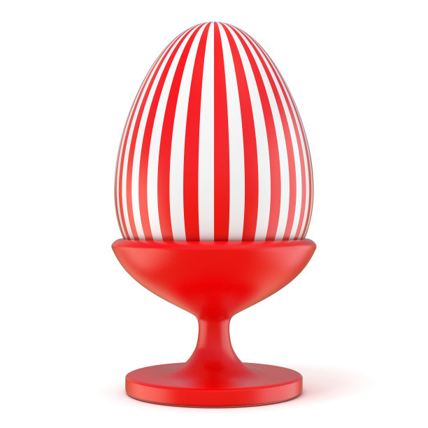 陶瓷支架上的红色和白色复活节彩蛋。3 d图片下载