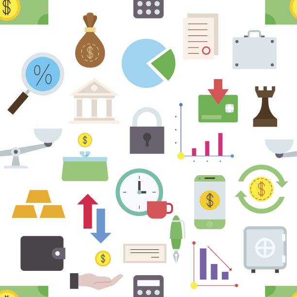 银行矢量图案贴纸图片下载