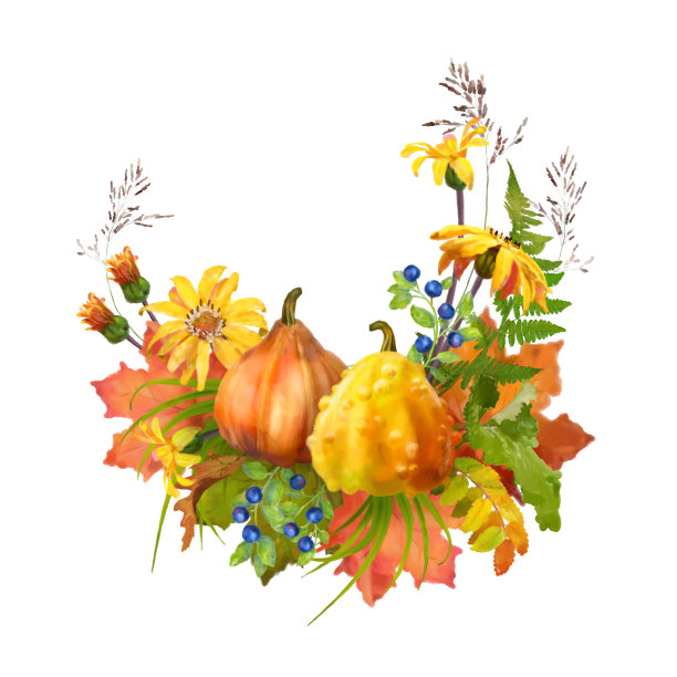 水彩秋天组成图片下载