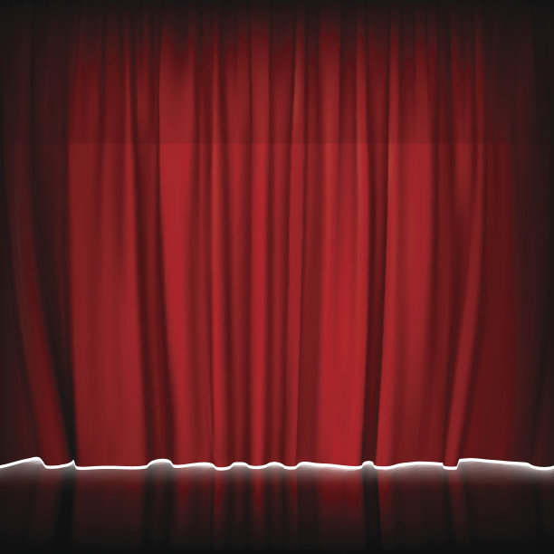 红色的窗帘带着明亮的光图片下载