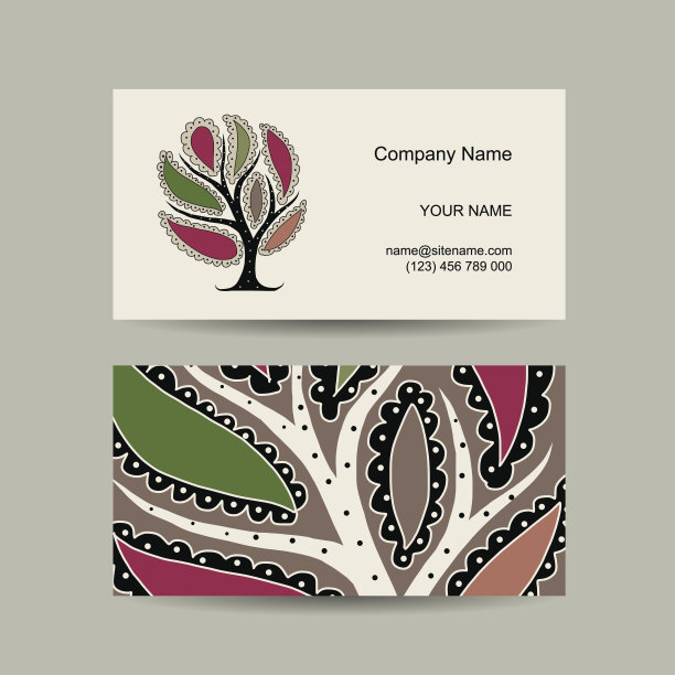 为您设计的名片模板。Watercolot艺术树图片下载