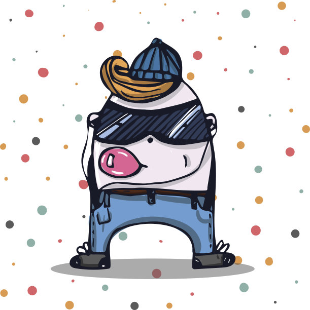 有趣的卡通人物。少年与球员和泡泡糖图片下载