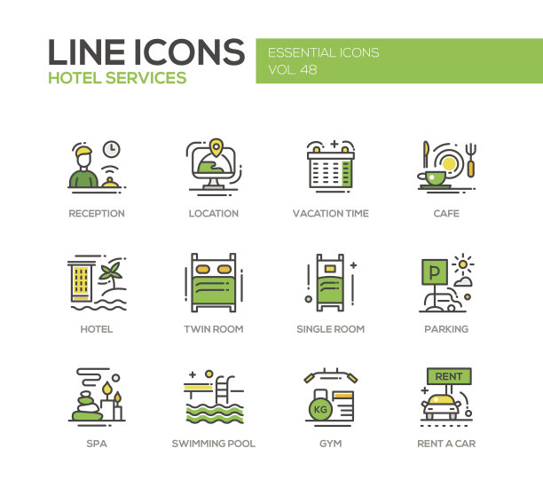 酒店服务-平面设计系列图标集图片下载