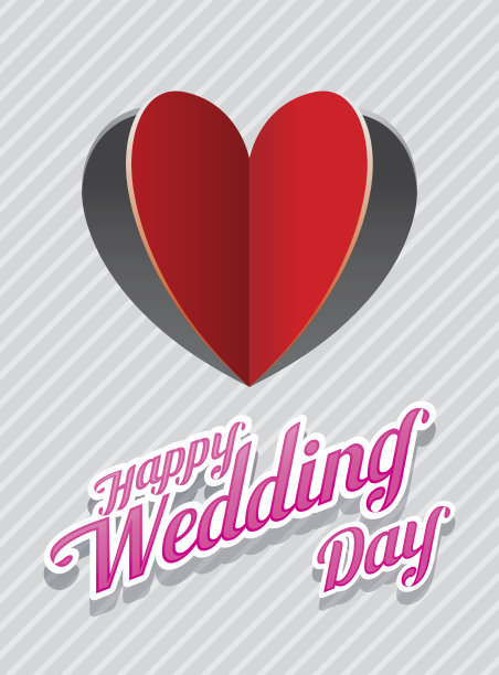 心形剪纸背景和婚礼文本图片下载