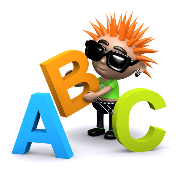 3d朋克小子学习字母图片下载