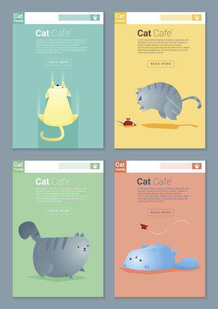 动物横幅与猫的故事为网页设计1图片下载