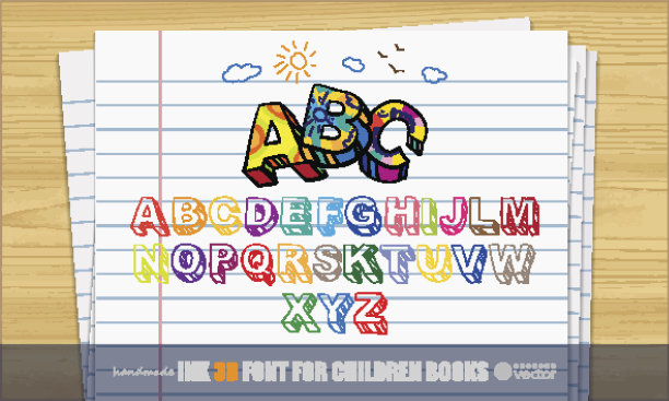 手写3d墨水字体。图片下载