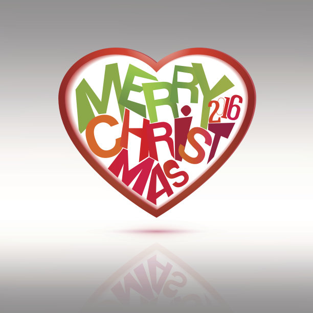 圣诞快乐心形标签图片下载