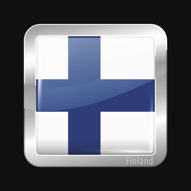 芬兰国旗。金属的图标图片下载