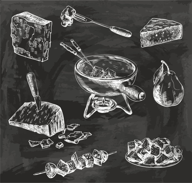 奶酪火锅的草图图片下载