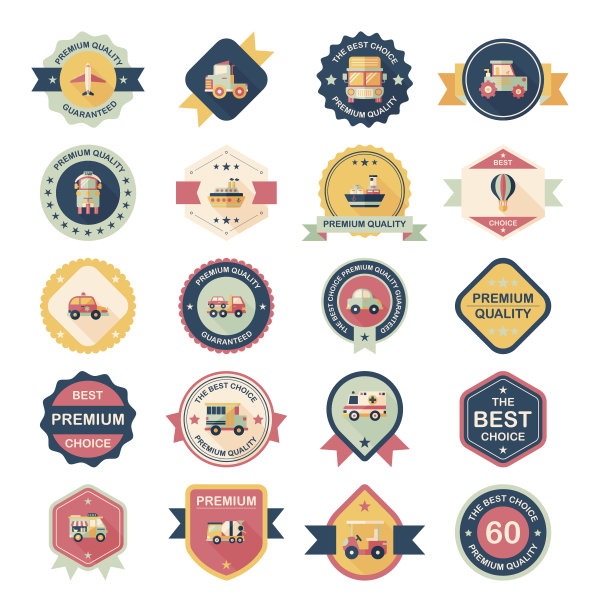 交通徽章平面设计背景集，eps10图片下载