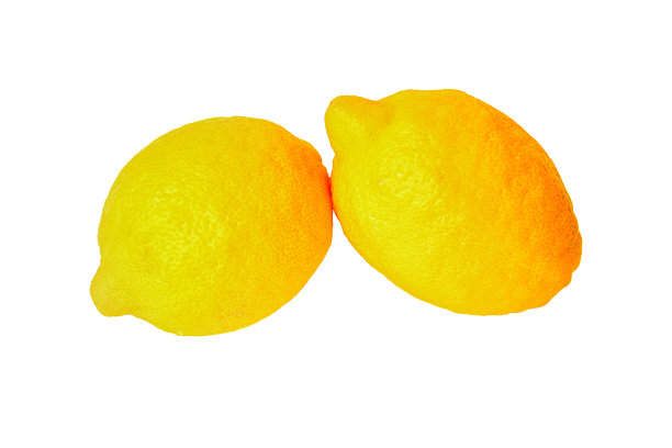 两个柠檬孤立在白色上。图片下载