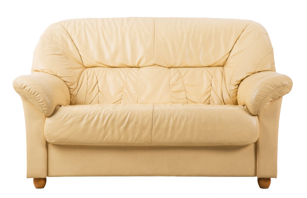 沙发，皮沙发白色孤立图片下载