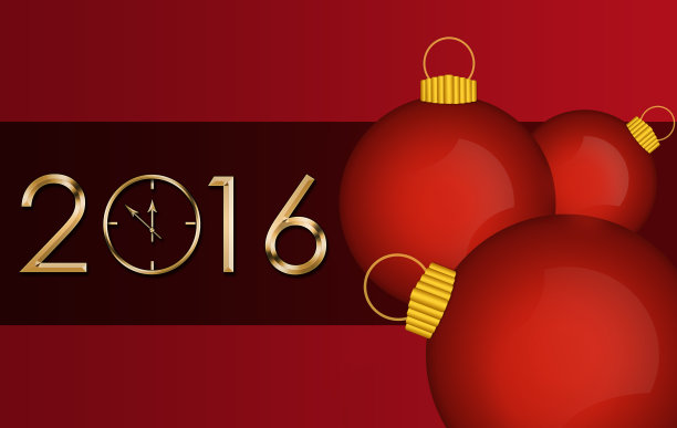 圣诞球和2016年金表的背景图片下载