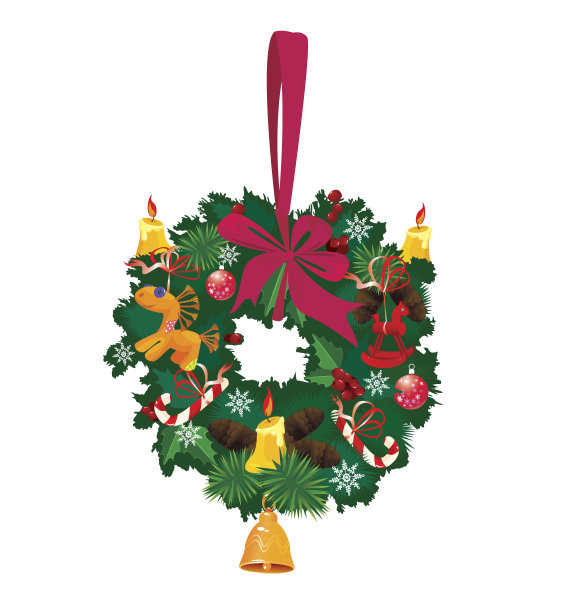 圣诞花环孤立在白色的背景图片下载