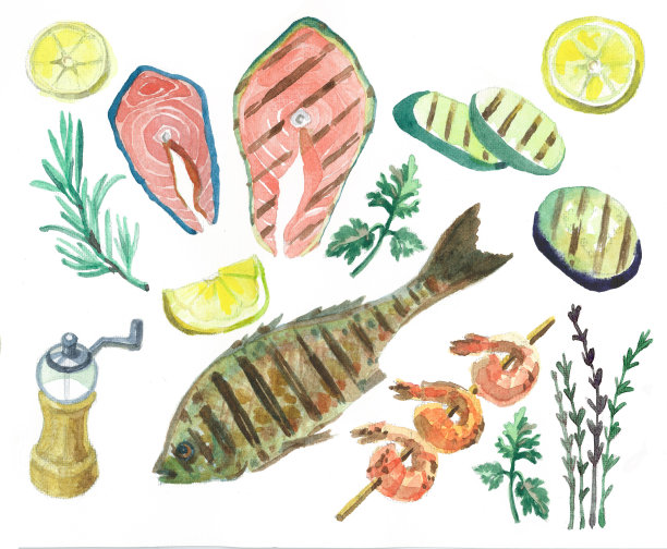 烧烤大水彩画集图片下载