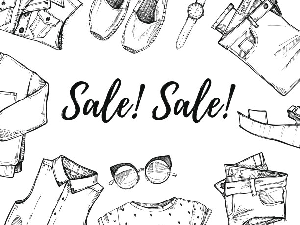 手绘矢量插图-夏季销售。图片下载