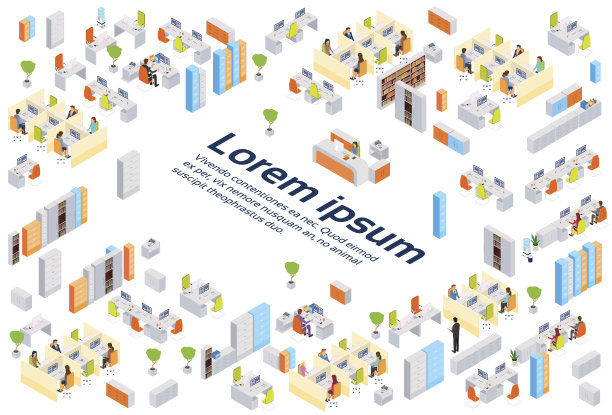 现代商务中心办公大楼商务人士办公室内拷贝空间图片下载