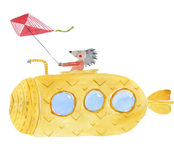 潜艇水彩插图图片下载