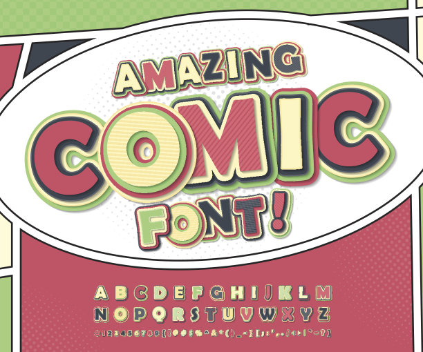 漫画字体,字母。漫画书，流行艺术图片下载