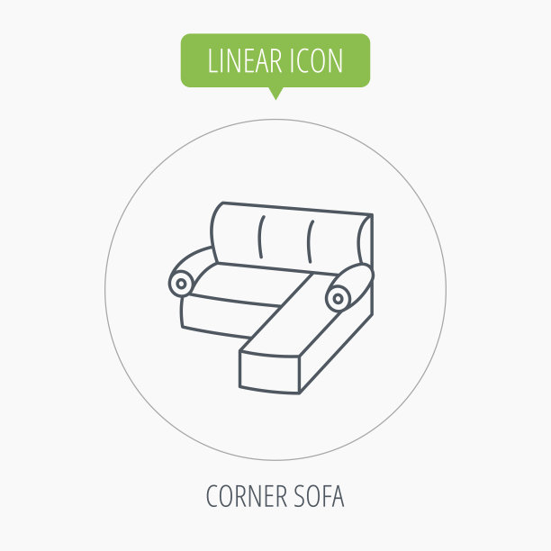 角落沙发图标。舒适的沙发上签署。图片下载