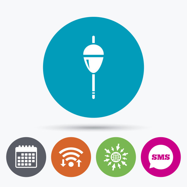 钓鱼标志图标。浮子漂浮的象征。图片下载