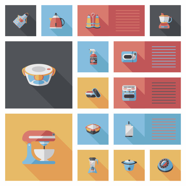厨具平面应用程序ui背景，eps10图片下载