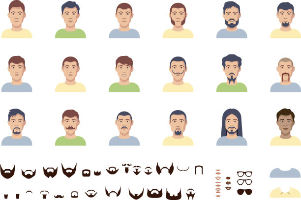 矢量人面对图标集图片下载