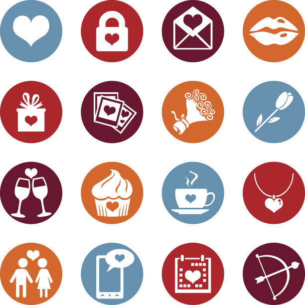 矢量设置的图标为情人节图片下载