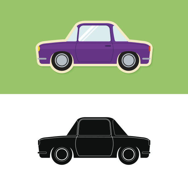 复古汽车图标和剪影图片下载