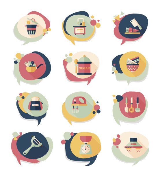 厨具泡沫语音平面横幅设计背景设置，eps图片下载