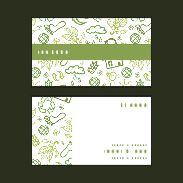 矢量生态符号横向条纹框架图案名片套图片下载