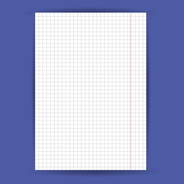 蓝色背景的格子笔记本纸。向量图片下载