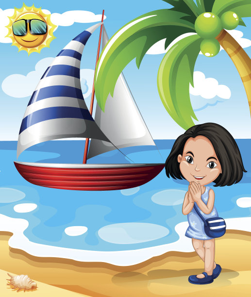 沙滩上的女孩图片下载